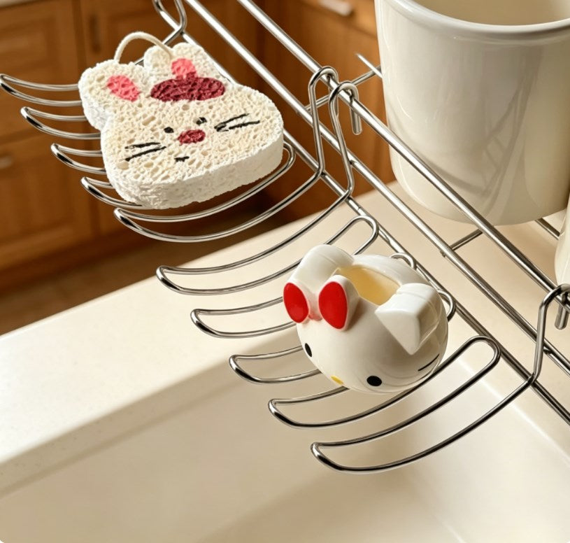 2-Pack Stainless Steel Hanging Sink Drain Basket | Multipurpose Kitchen Sink Caddy & Sponge Holder | Rust-Proof Mesh Storage Rack for Dish Soap and Utensils