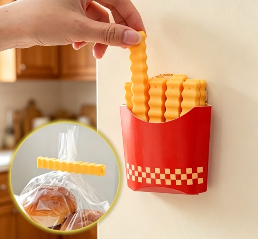 Novelty Chip-Shaped Food Sealing Clips Set – 12 Pack Reusable Snack Bag Sealers with Decorative Container – Aesthetic Kitchen Gadgets for Pantry & Refrigerator