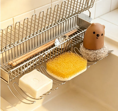 2-Pack Stainless Steel Hanging Sink Drain Basket | Multipurpose Kitchen Sink Caddy & Sponge Holder | Rust-Proof Mesh Storage Rack for Dish Soap and Utensils