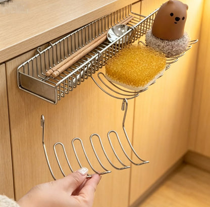 2-Pack Stainless Steel Hanging Sink Drain Basket | Multipurpose Kitchen Sink Caddy & Sponge Holder | Rust-Proof Mesh Storage Rack for Dish Soap and Utensils