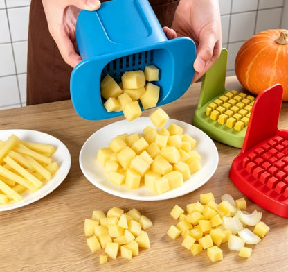 Hand Pressure Vegetable Dicer & Slicer - Heavy Duty French Fries Cutter for Potato and Cucumber - Easy Clean Manual Food Chopper for Kitchen