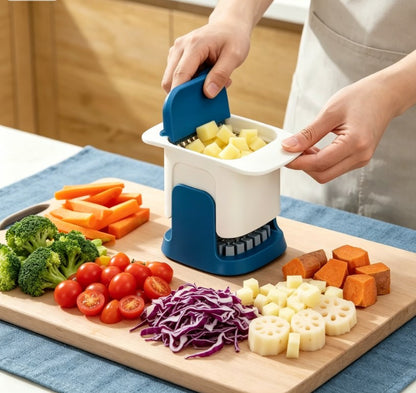 Hand Pressure Vegetable Dicer & Slicer - Heavy Duty French Fries Cutter for Potato and Cucumber - Easy Clean Manual Food Chopper for Kitchen