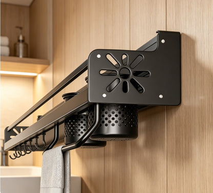 Large Capacity Metal Kitchen Utensil Holder – Skeletonized Drainage Wall Shelf – Easy-to-Clean No-Drill Storage Rack for Modern Kitchen Organization