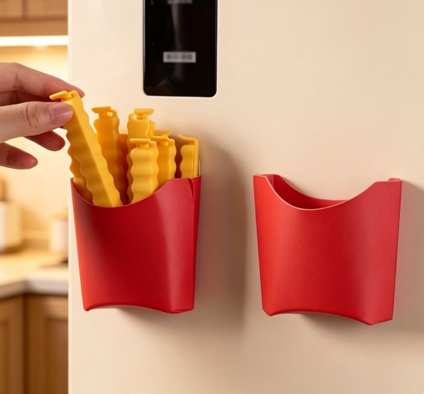 Novelty Chip-Shaped Food Sealing Clips Set – 12 Pack Reusable Snack Bag Sealers with Decorative Container – Aesthetic Kitchen Gadgets for Pantry & Refrigerator