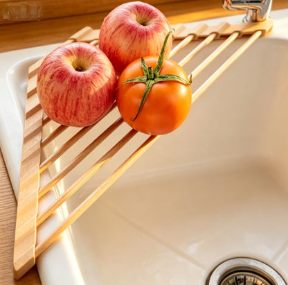 Triangle Roll-Up Dish Drying Rack | Foldable Stainless Steel Corner Sink Drainer | Heat-Resistant Multipurpose Trivet & Sponge Organizer